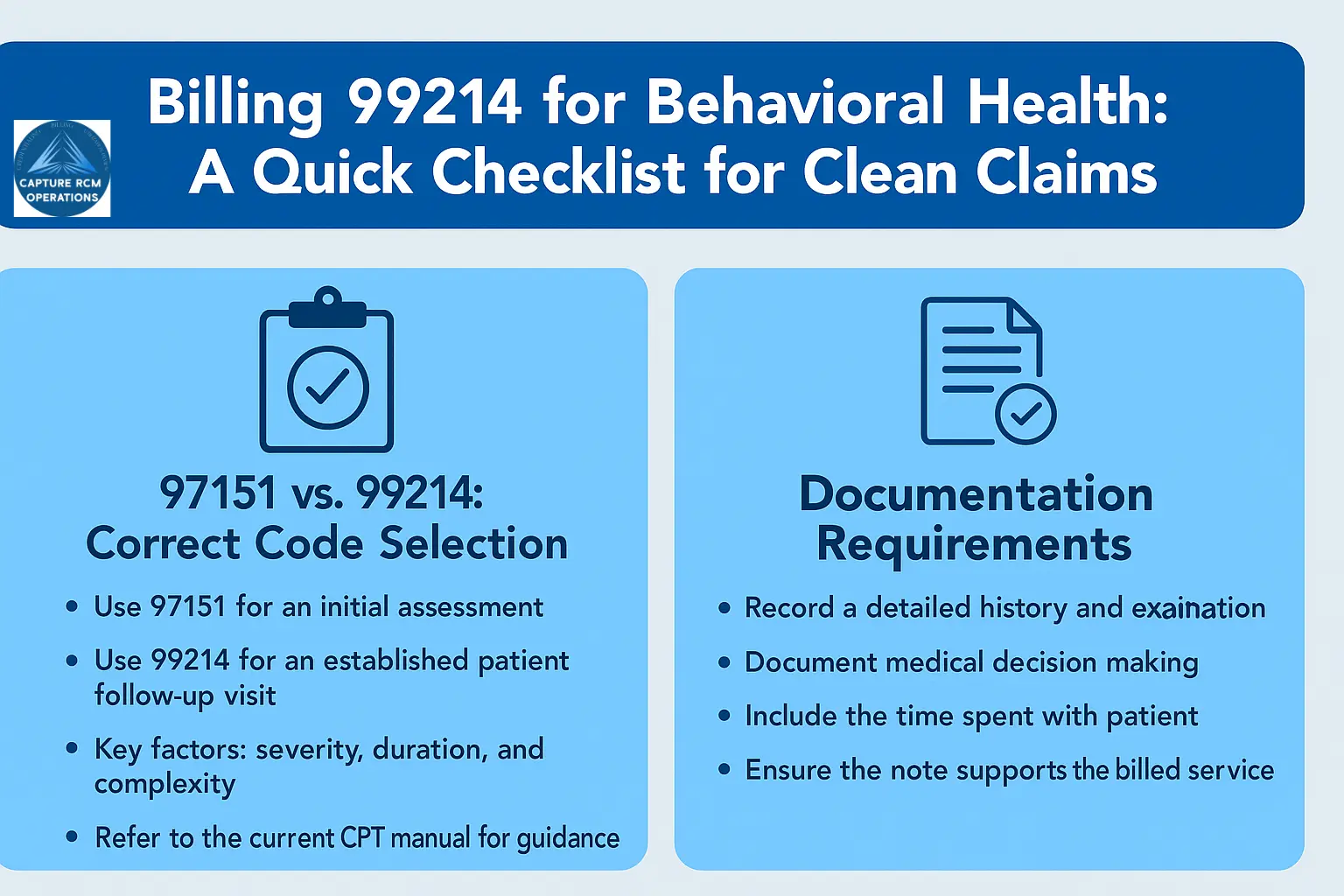 99214 Claim Checklist for Behavioral Health Providers